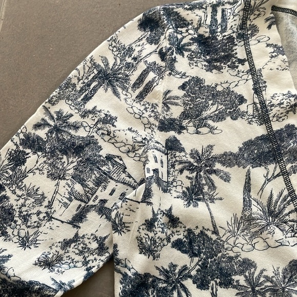 Tory Burch tropical print navy blue white/cream cotton cardigan - Picture 6 of 17